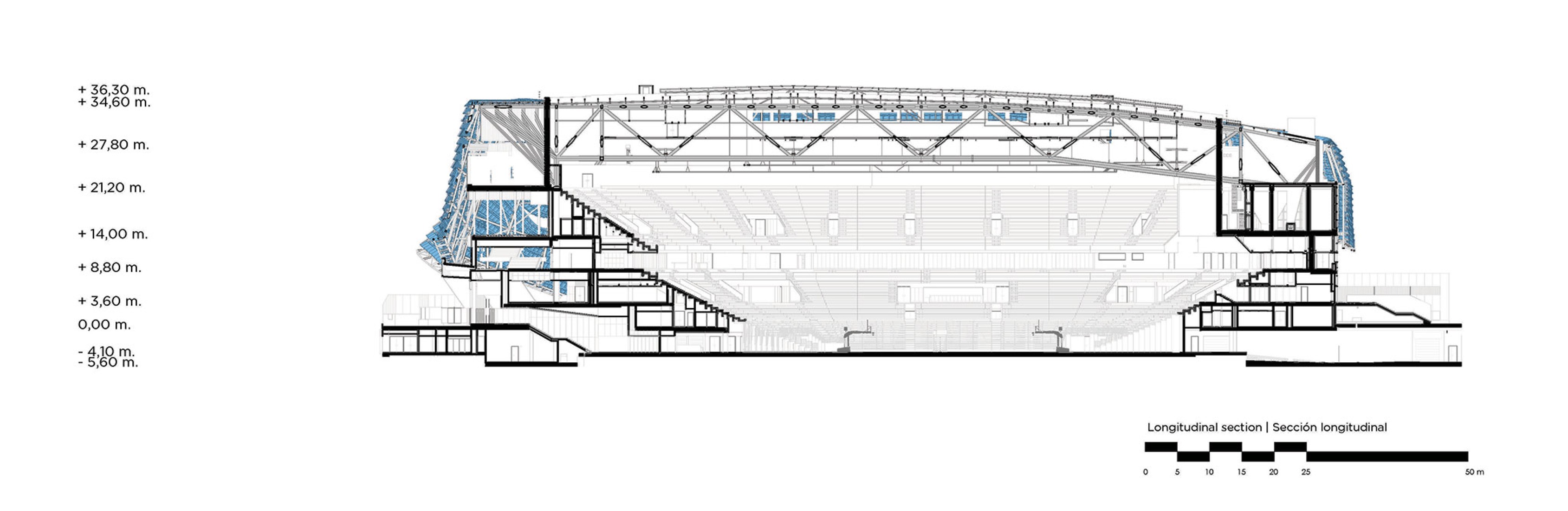 Sección. Roig Arena por HOK y ERRE.