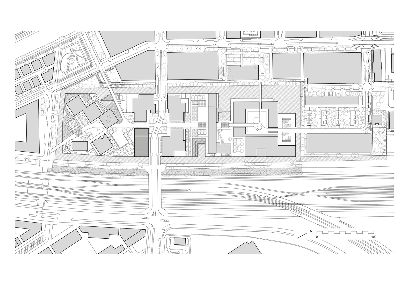 Plano de emplazamiento. Complejo de viviendas sociales «De Vrijheid» por Atelier Kempe Thill architects and planners.