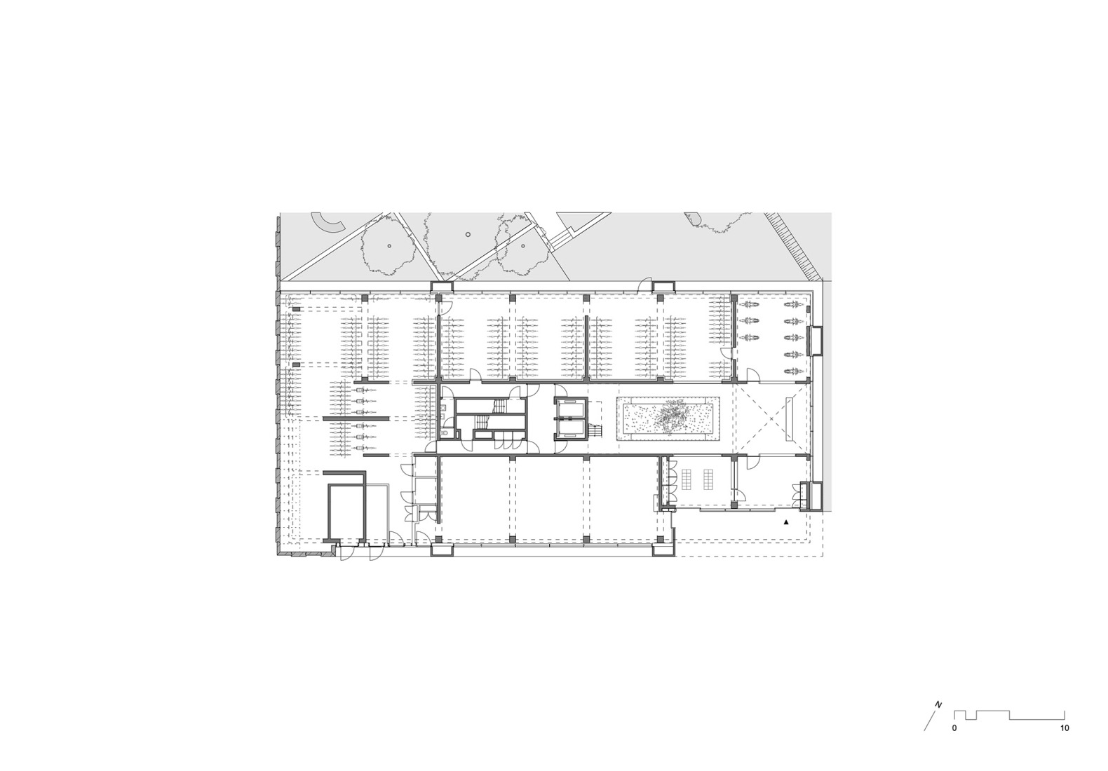 Plano de planta baja. Complejo de viviendas sociales «De Vrijheid» por Atelier Kempe Thill architects and planners.