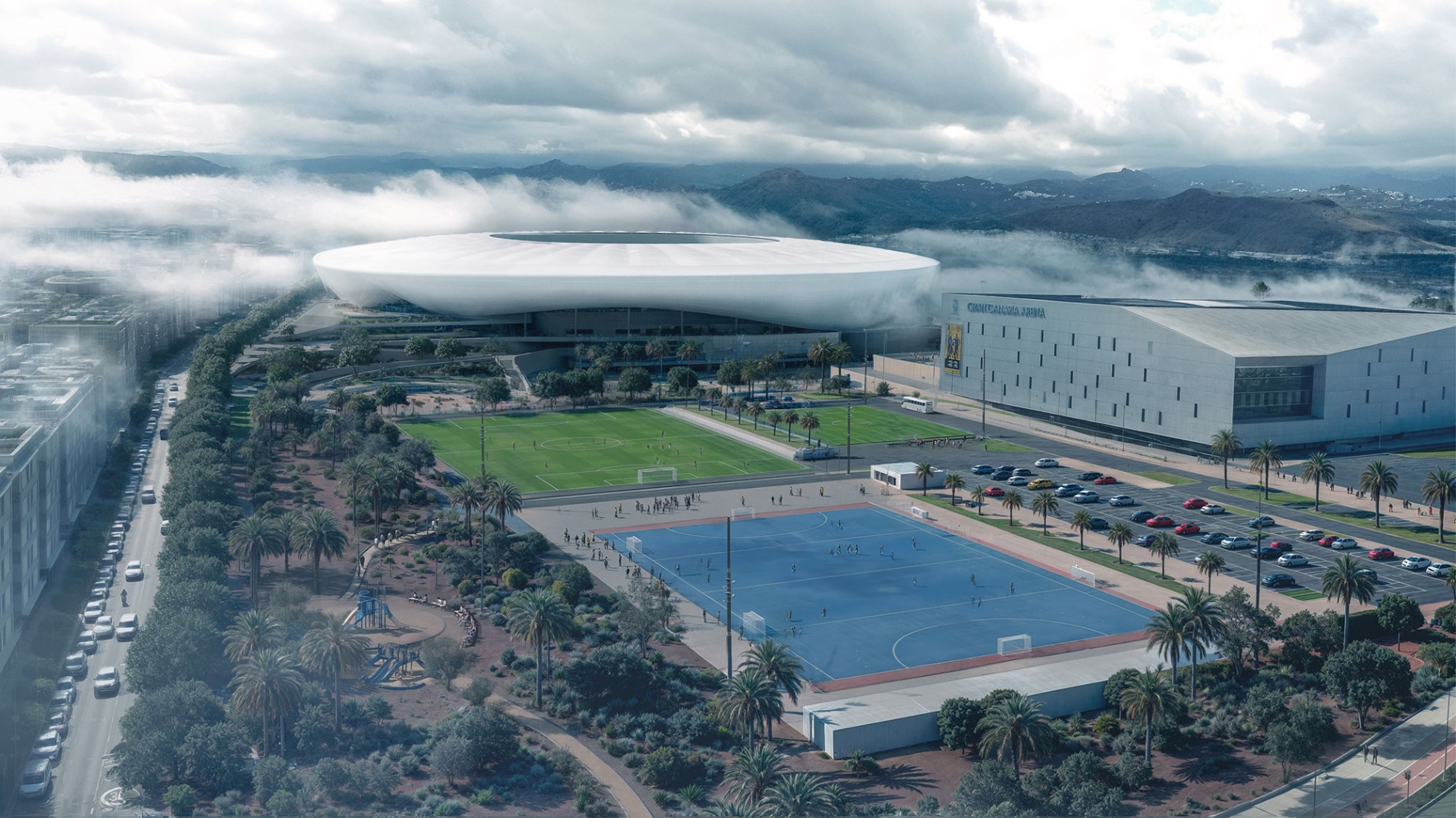 The Cloud, Gran Canaria Stadium by L35 Architects and Estudio 0710. Rendering by L35 Architects. The Cloud, Gran Canaria Stadium by L35 Architects and Estudio 0710. Rendering by L35 Architects.