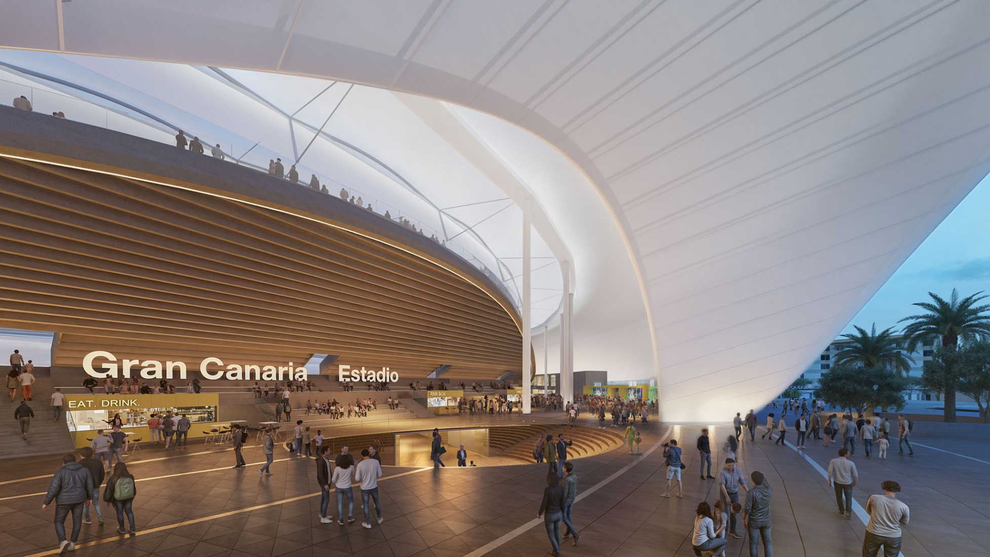 The Cloud, Gran Canaria Stadium by L35 Architects and Estudio 0710. Rendering by L35 Architects. The Cloud, Gran Canaria Stadium by L35 Architects and Estudio 0710. Rendering by L35 Architects.