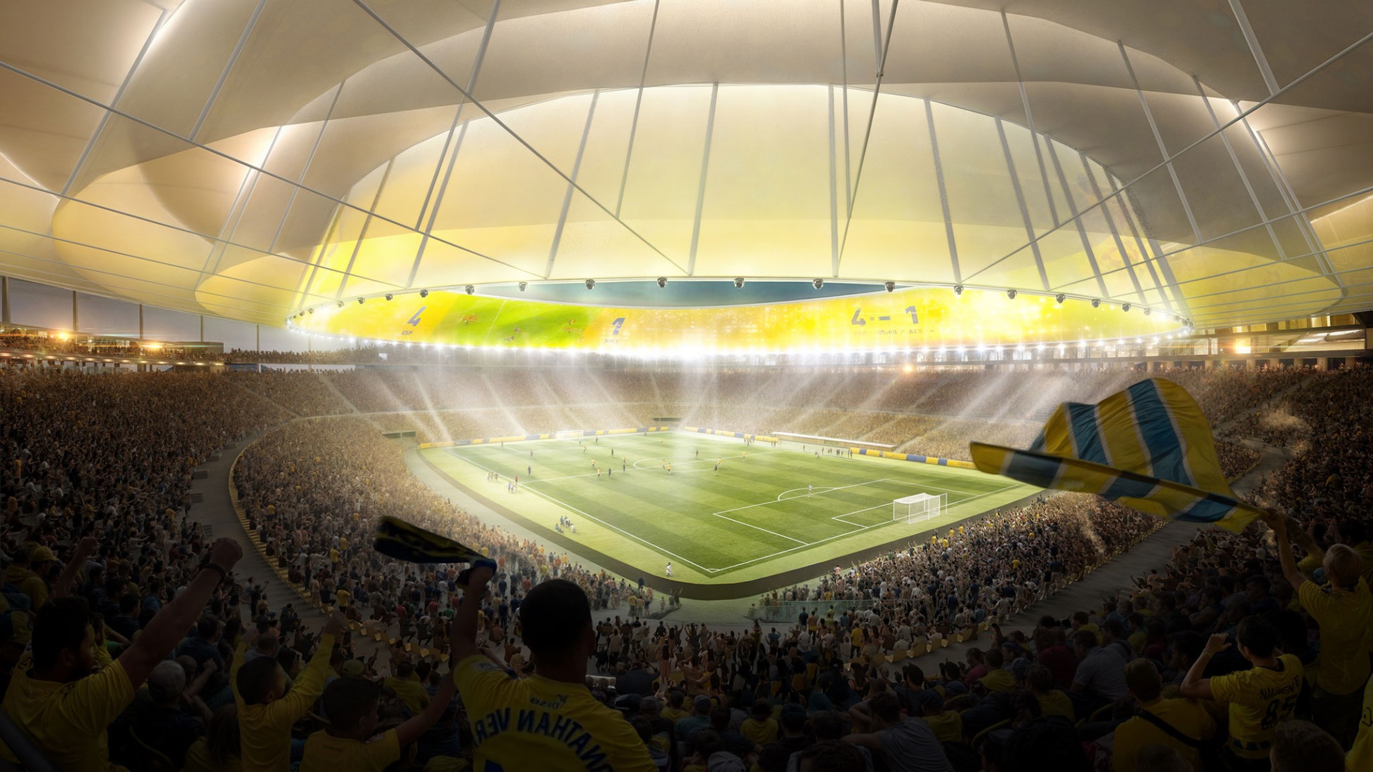 The Cloud, Gran Canaria Stadium by L35 Architects and Estudio 0710. Rendering by L35 Architects. The Cloud, Gran Canaria Stadium by L35 Architects and Estudio 0710. Rendering by L35 Architects.