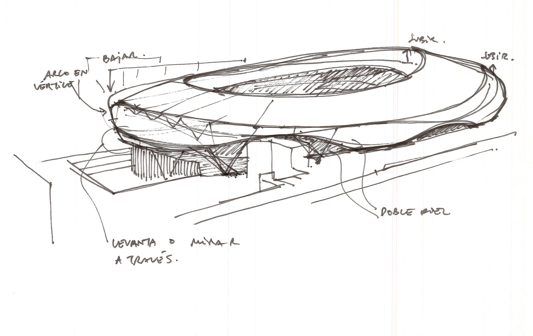Sketch. The Cloud, Gran Canaria Stadium by L35 Architects and Estudio 0710.  Sketch. The Cloud, Gran Canaria Stadium by L35 Architects and Estudio 0710.