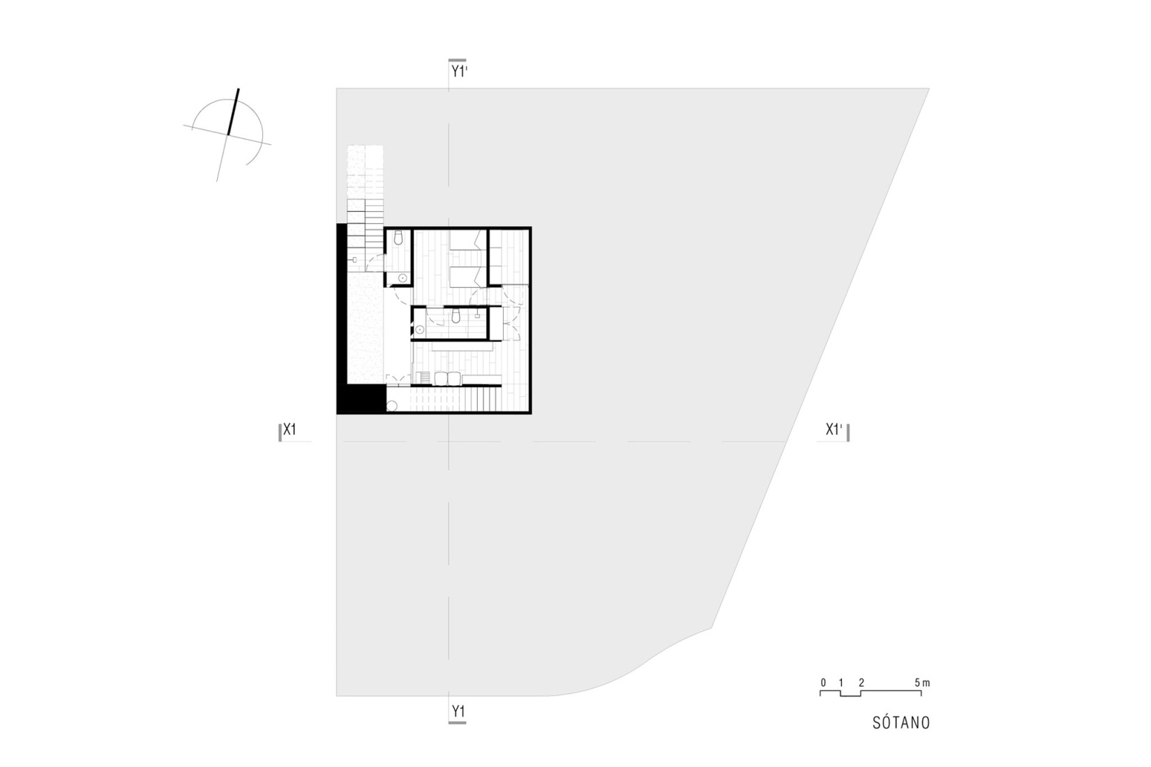 Basement floor plan. Casa Río by LABarq. 
