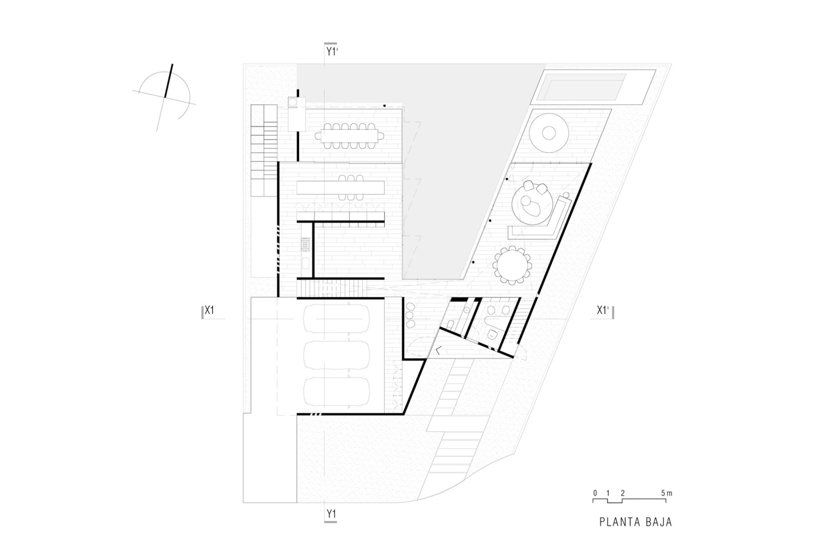 Ground floor plan. Casa Río by LABarq. 