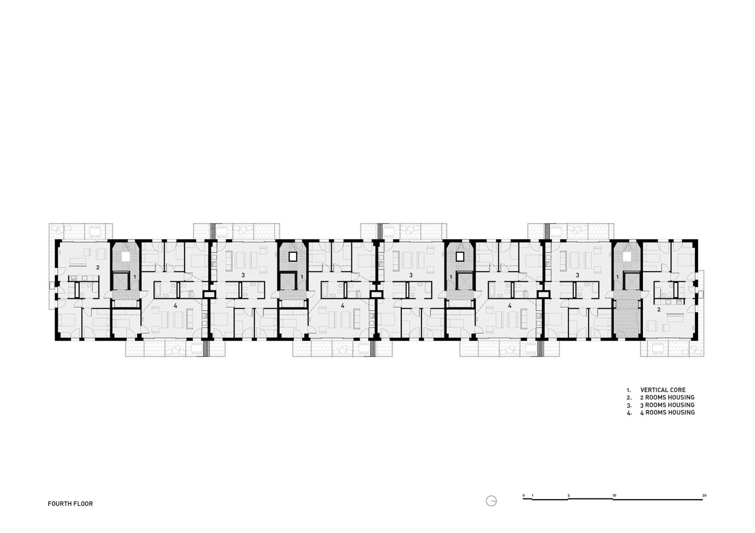 Plano de cuarta planta. DE PEUS A TERRA por MADhel, MARMOLBRAVO y Miel Arquitectos. 