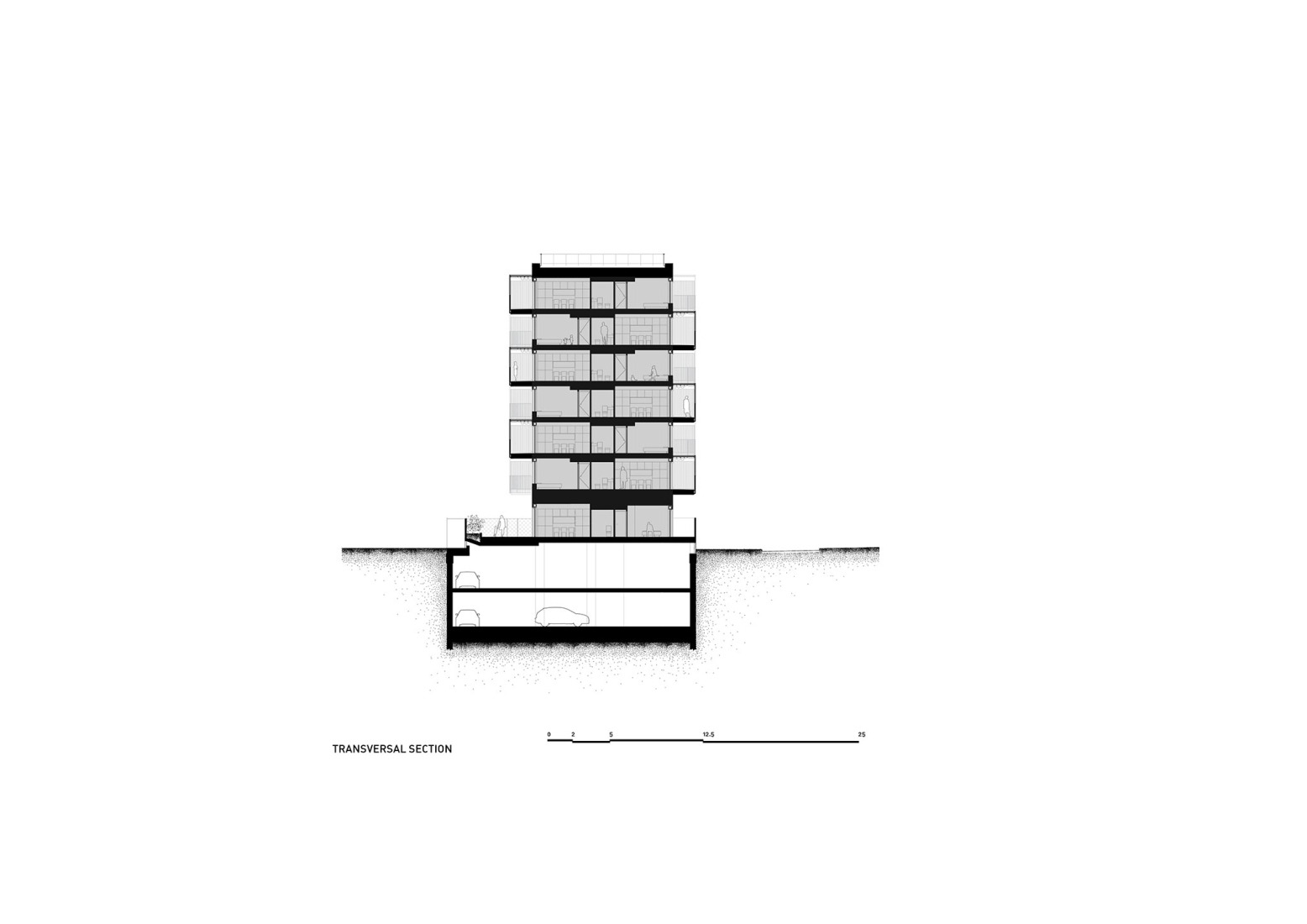 Sección. DE PEUS A TERRA por MADhel, MARMOLBRAVO y Miel Arquitectos. 