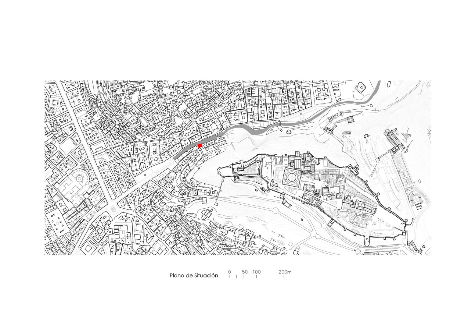 Site plan. Seven-room hostel by Alejandro Muñoz Miranda. 