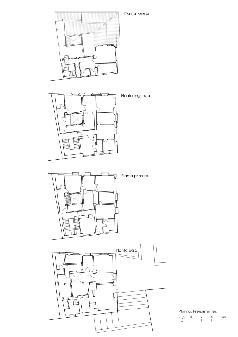 Pre-existing plans. Seven-room hostel by Alejandro Muñoz Miranda. 