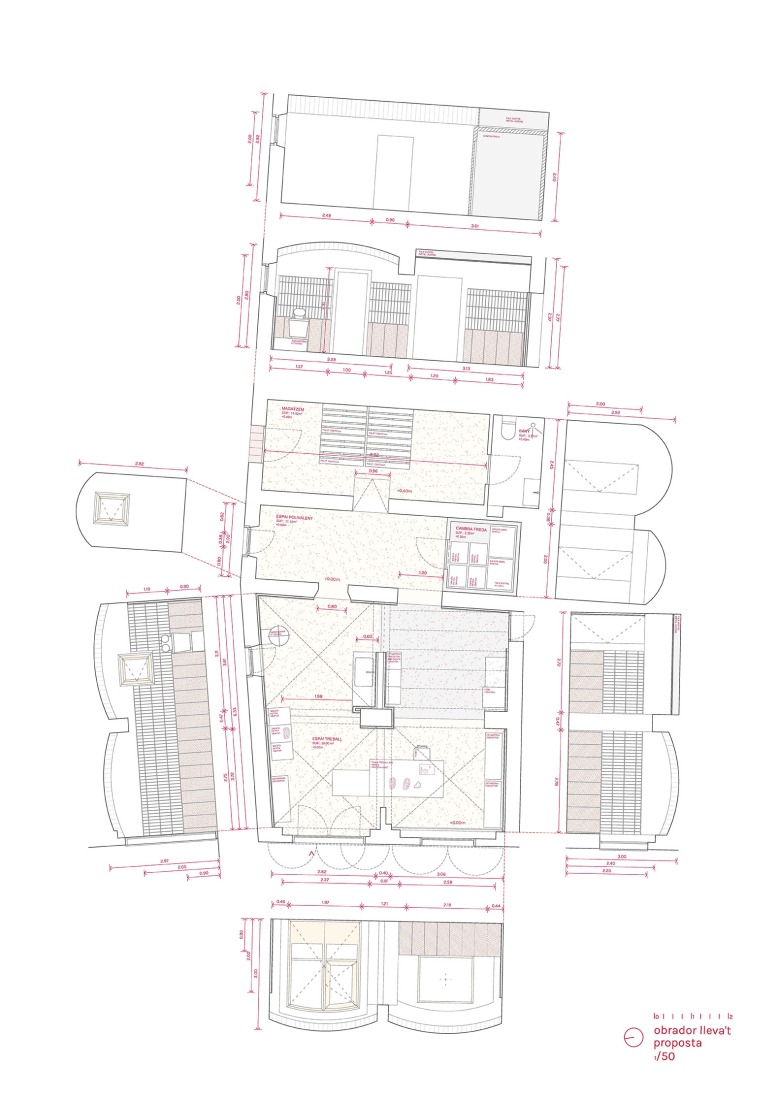 Plano de planta. Forn Lleva’t por Quim Olea Estudi d’Arquitectura. Fotografía por Pol Viladoms.  Plano de planta. Forn Lleva’t por Quim Olea Estudi d’Arquitectura. Fotografía por Pol Viladoms.