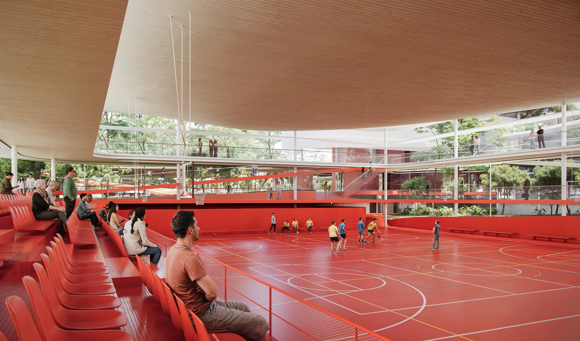 Polideportivo para el distrito de Songjiang en Shanghái por SelgasCano. Visualización por Playtime.