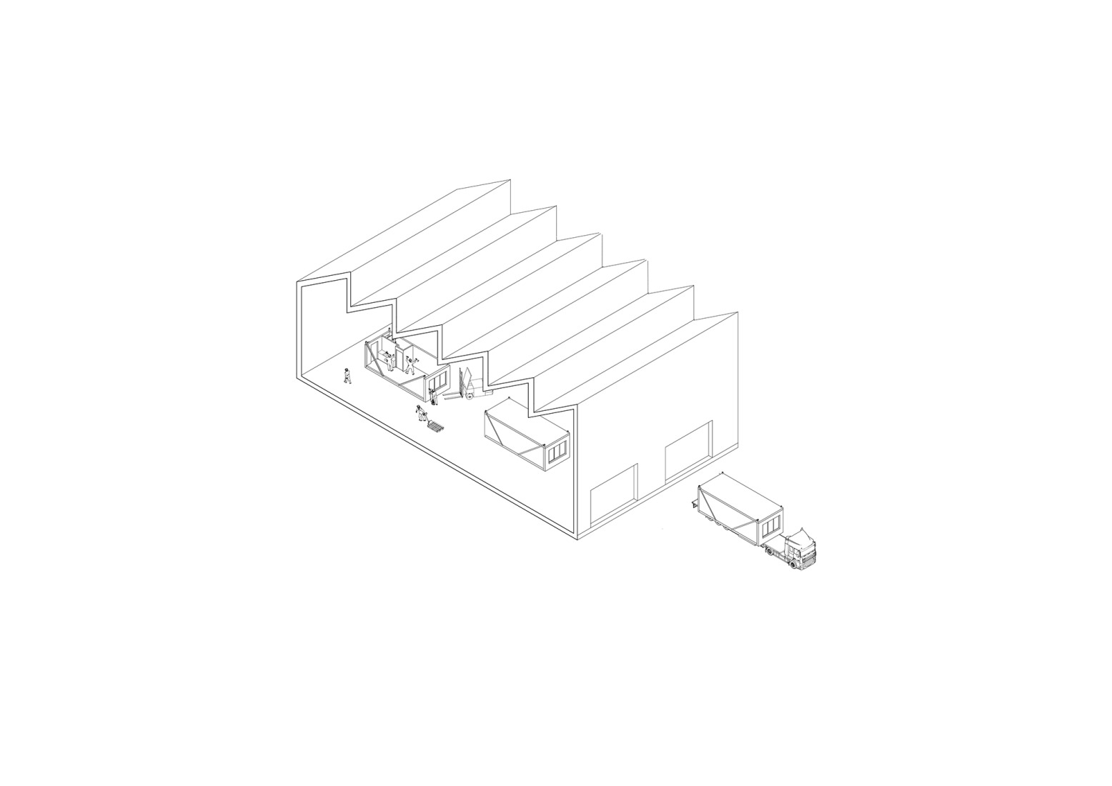 Diagrama procesomodular desde la fabrica. Suite 9 por Studioninedots. 