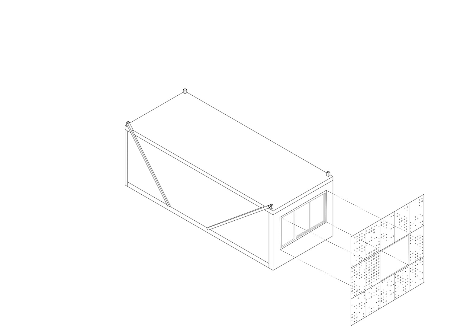 Diagrama montaje fachada. Suite 9 por Studioninedots. 