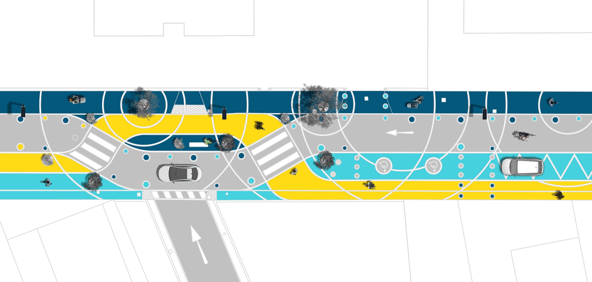 Plano de planta. Trenza urbana por DMDT y Parra arquitectos.
