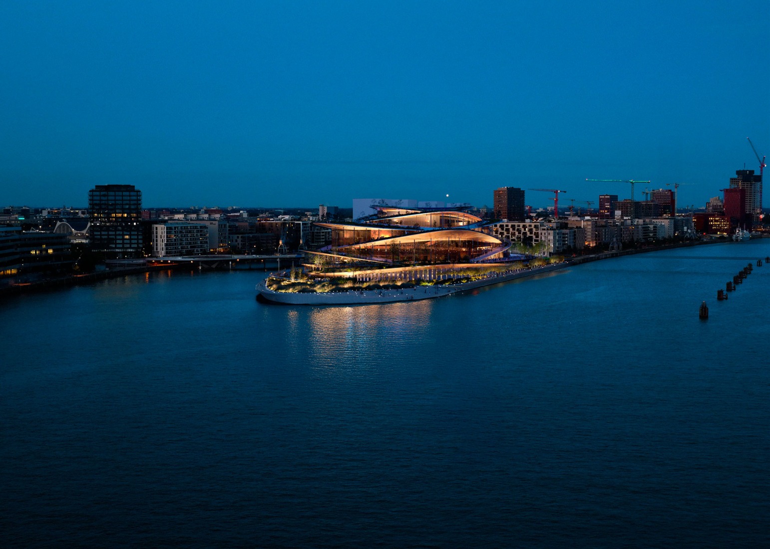 Ópera Estatal de Hamburgo por BIG. Ilustraciones de Yanis Amasri Sierra, Madrid, España.