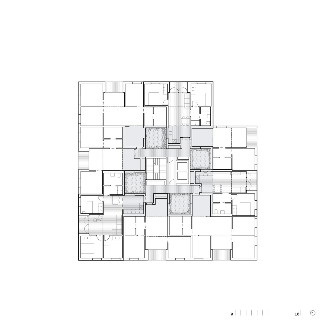 Sustainability and spatial quality. 72 Social Housing in Castelldefels by Carles Enrich Studio. Typical floor plan.