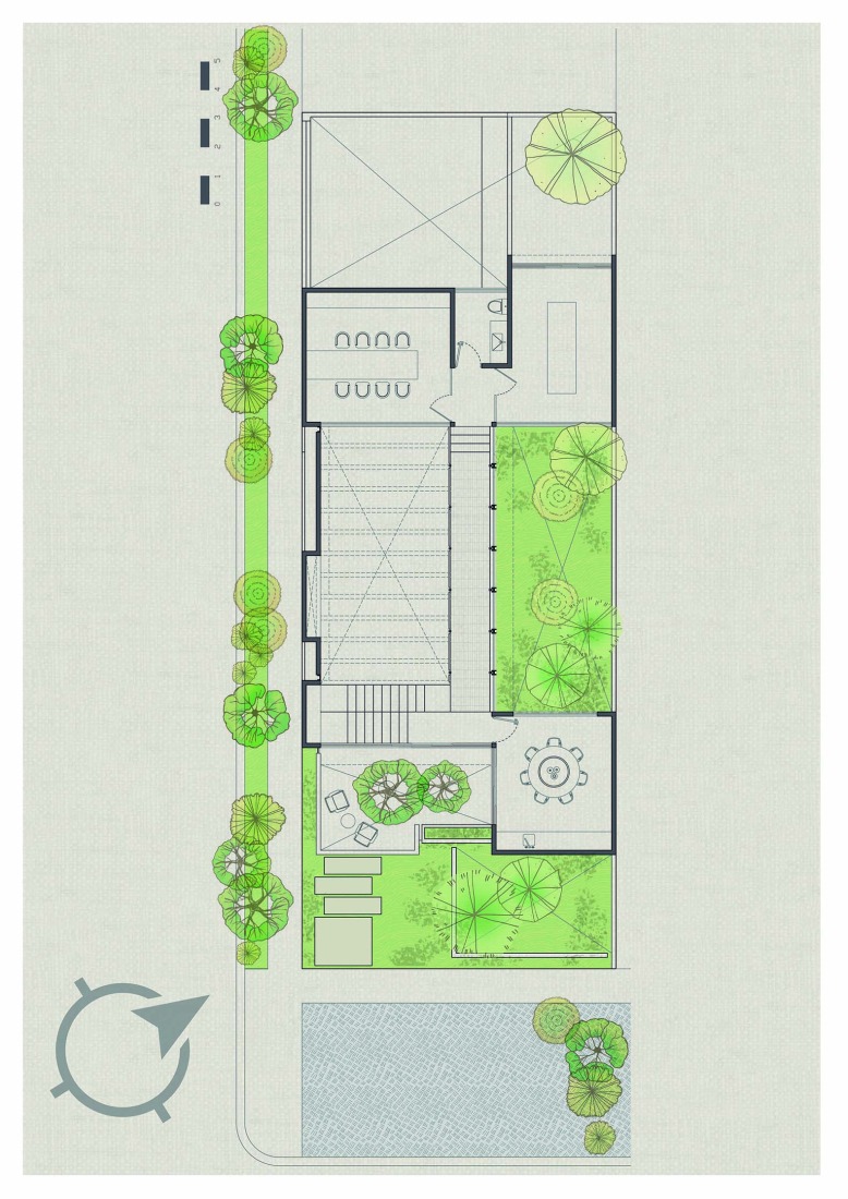 Plano de planta alta. Taller de arquitectura por Di Frenna Arquitectos. 