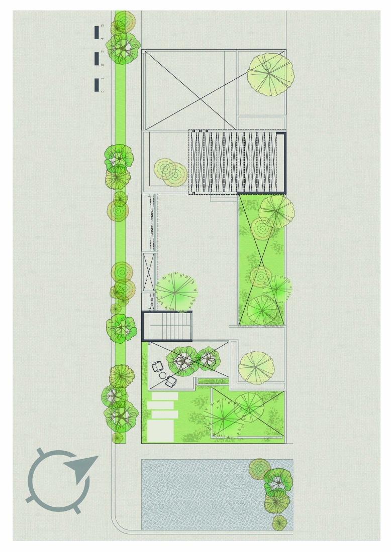 Plano de planta de cubierta. Taller de arquitectura por Di Frenna Arquitectos. 