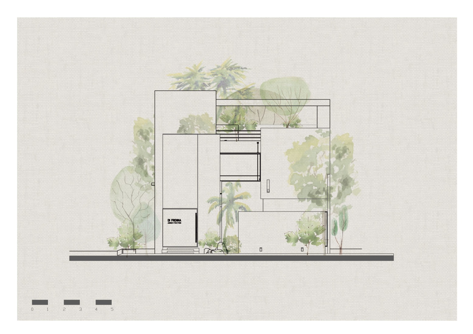 Alzado de acceso. Taller de arquitectura por Di Frenna Arquitectos. 