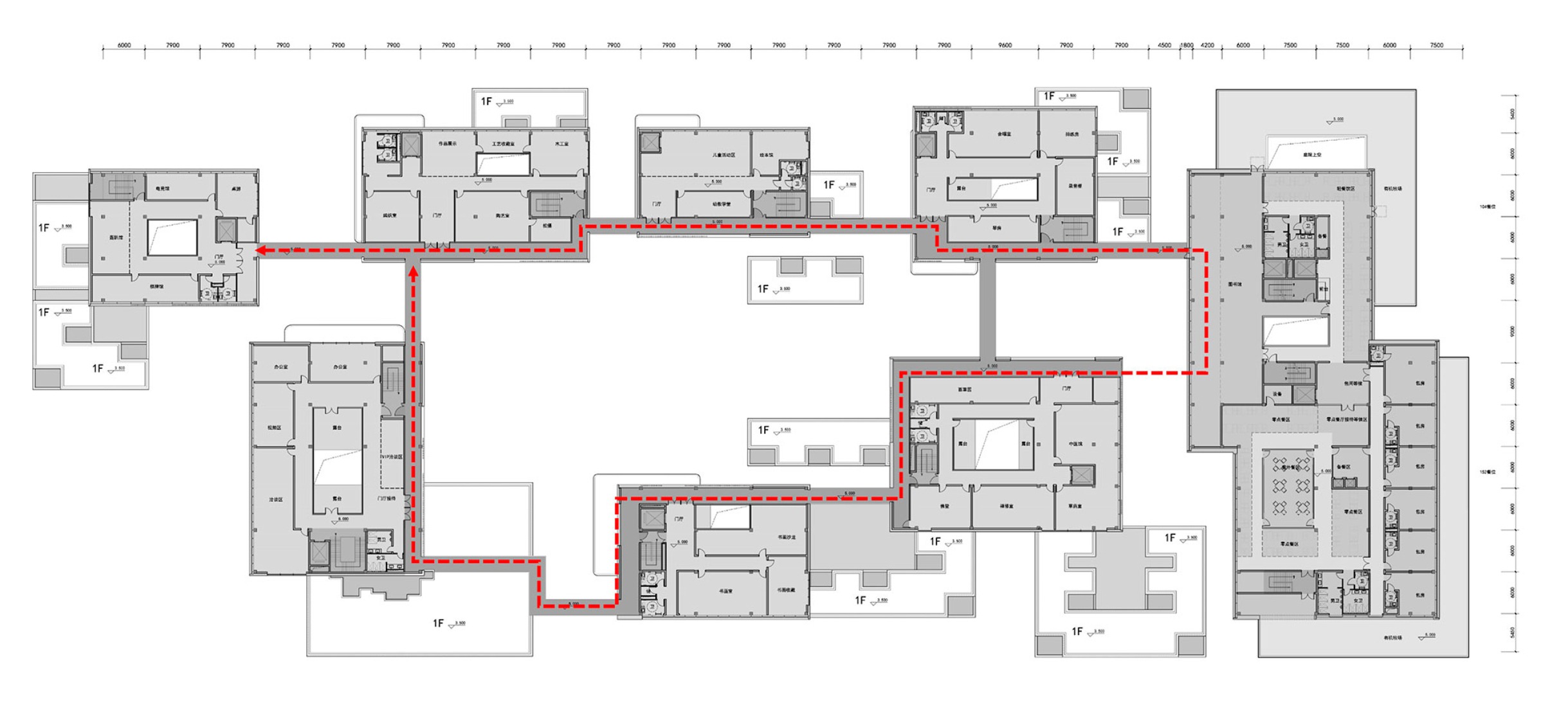 The hidden covered corridor on the ground floor of the village center forms an exploration loop. Joyful Community by GN Architects.