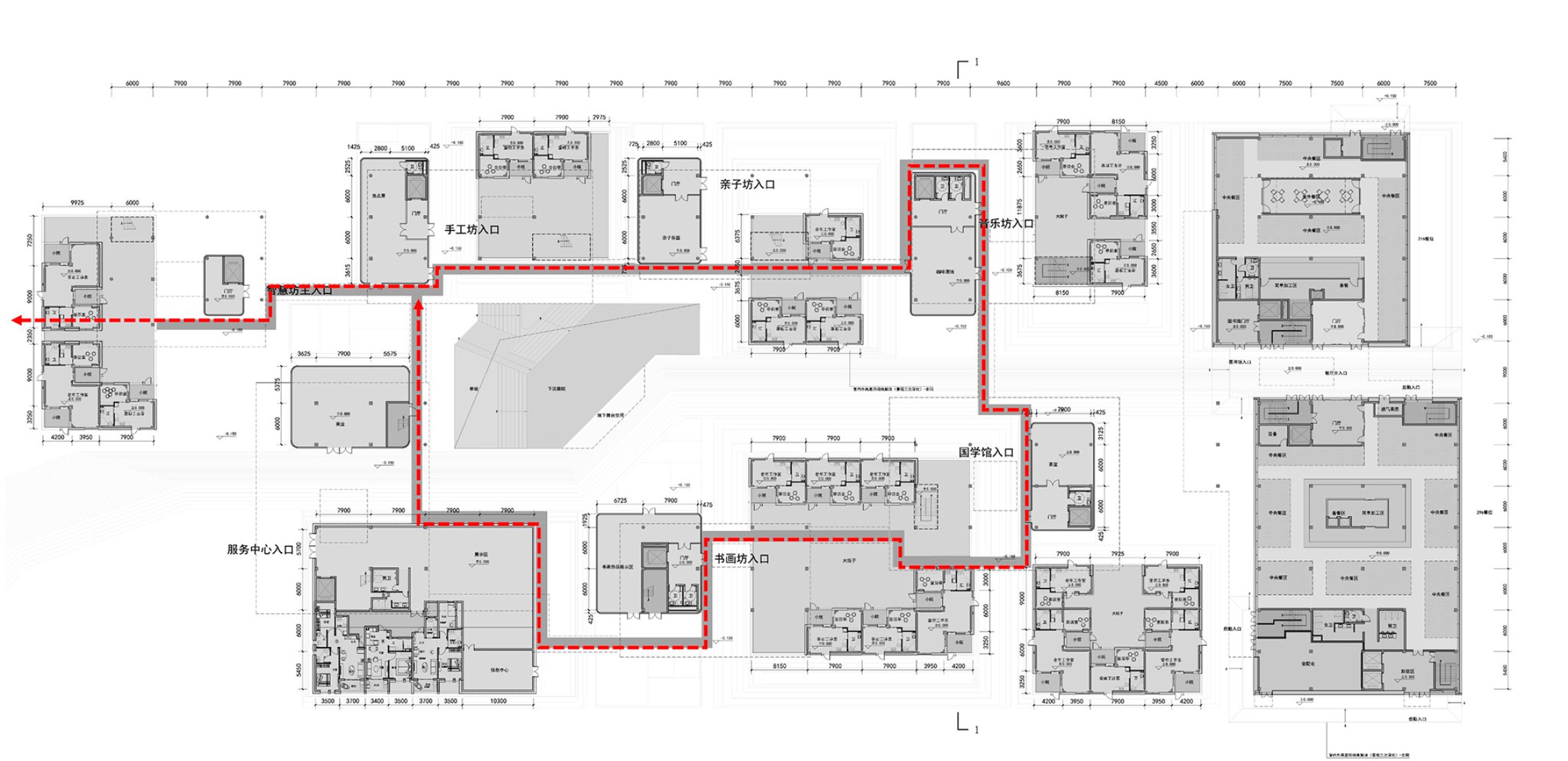 Second-floor glass corridors and balcony systems forming an interest loop. Joyful Community by GN Architects.