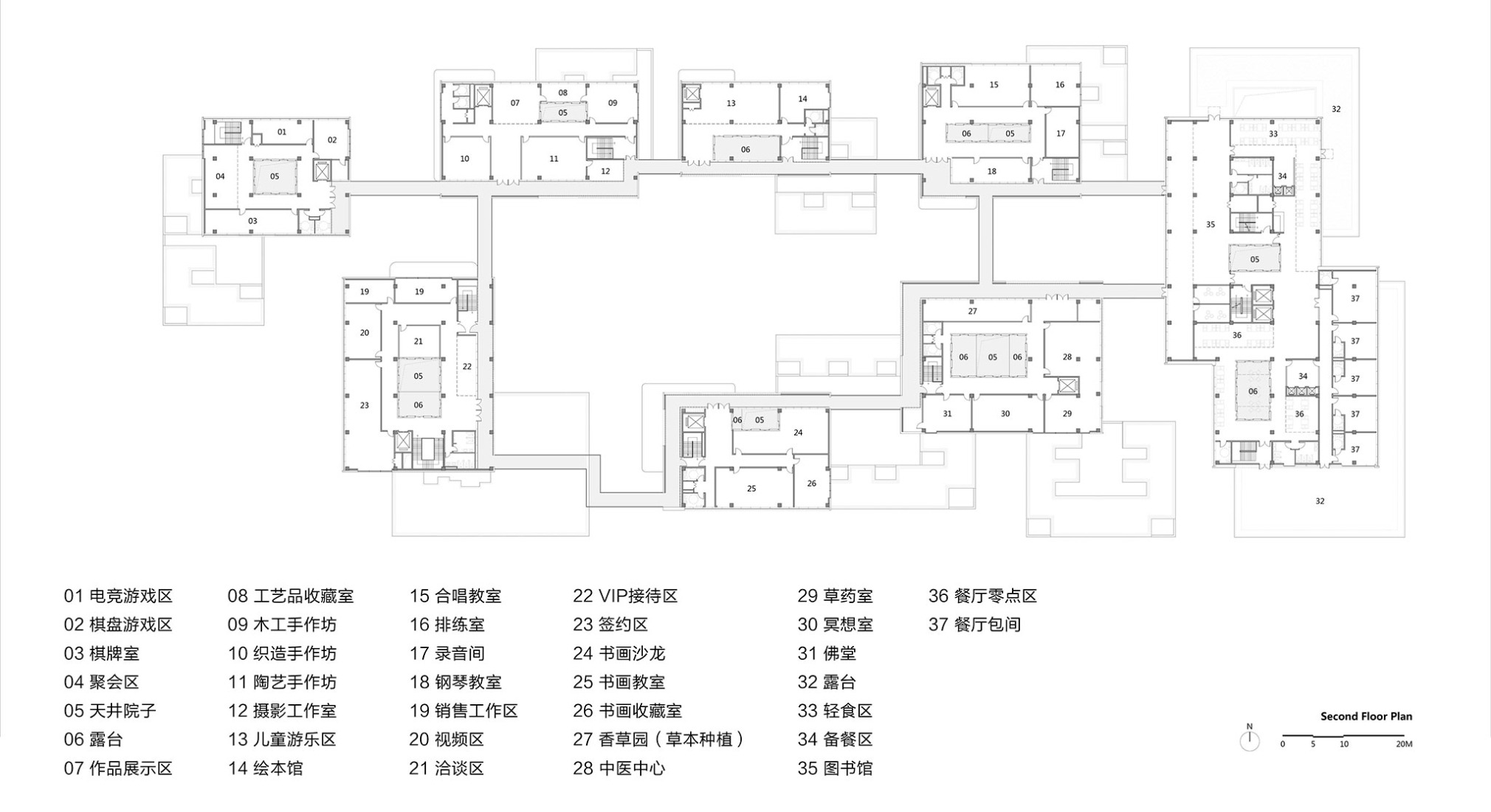 2F plan of Village Center. Joyful Community by GN Architects.