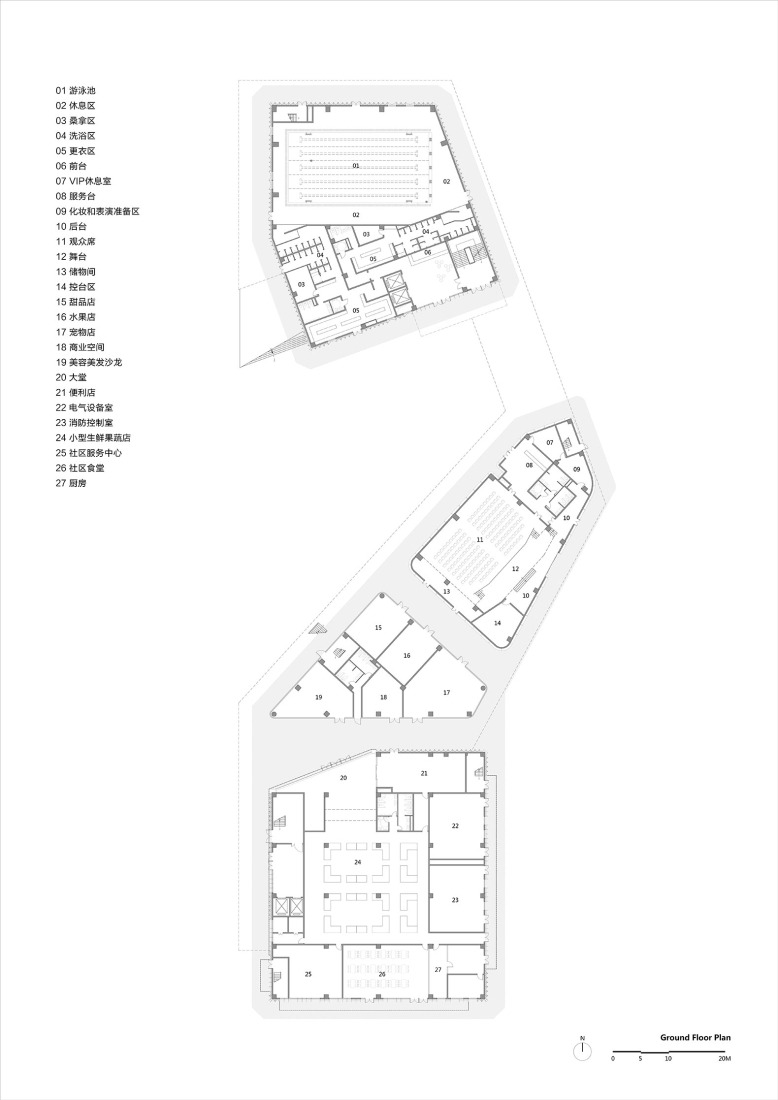 Roof plan of Sports Complex. Joyful Community by GN Architects.