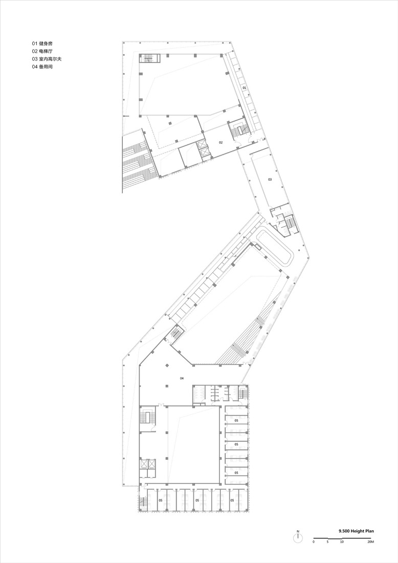 9.5m elevation plan of Sports Complex. Joyful Community by GN Architects.