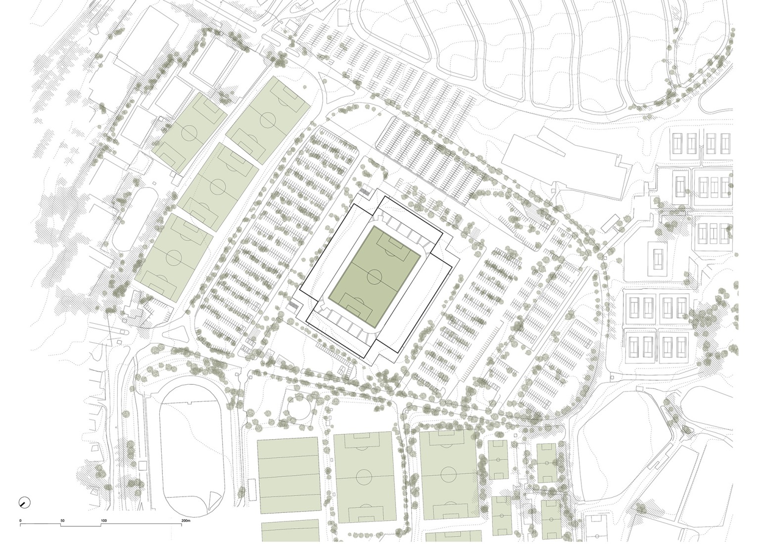 Plano de situación. Proyecto de Modernización del Estadio de Universidad Católica por IDOM.