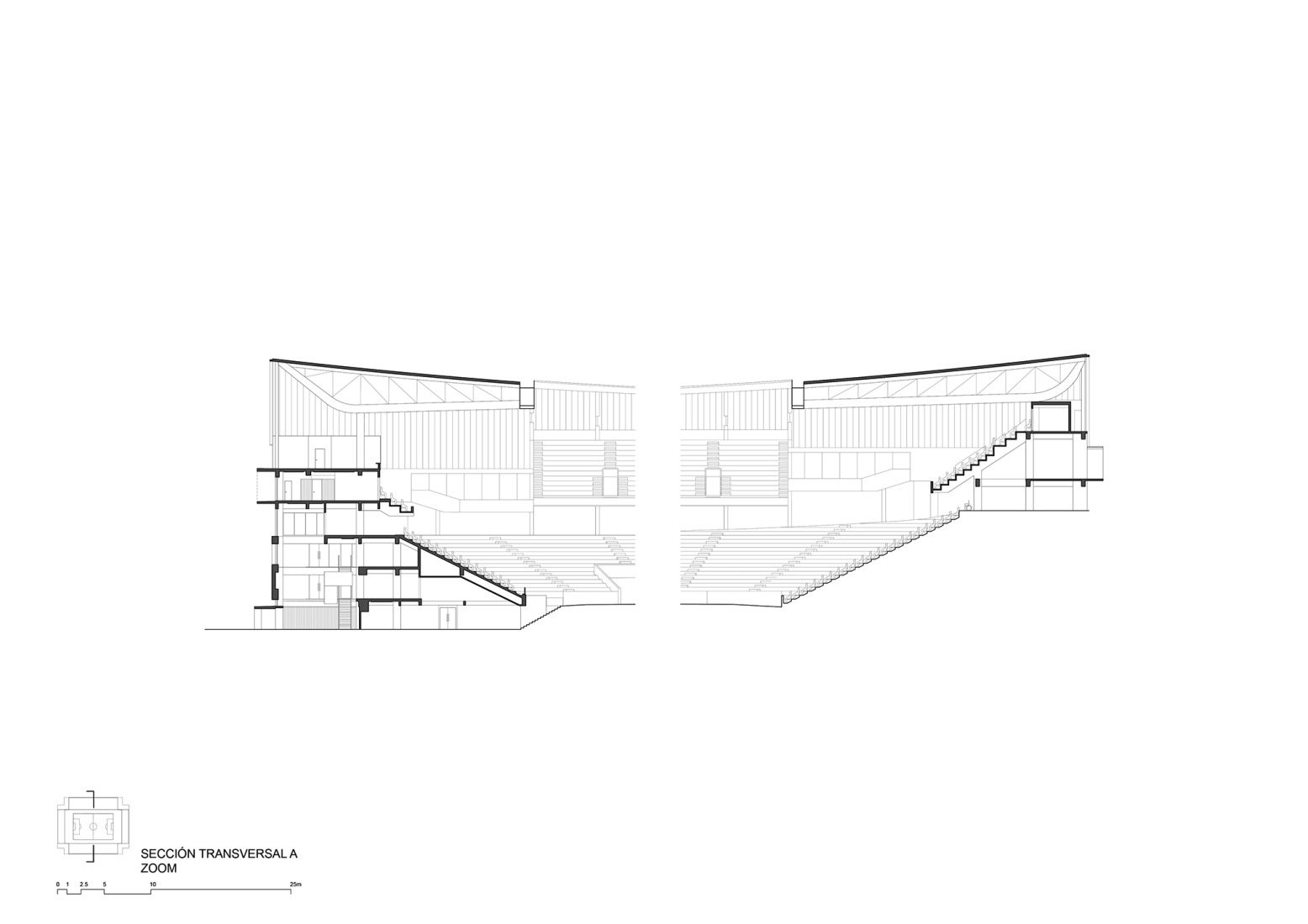 Sección transversal. Proyecto de Modernización del Estadio de Universidad Católica por IDOM.