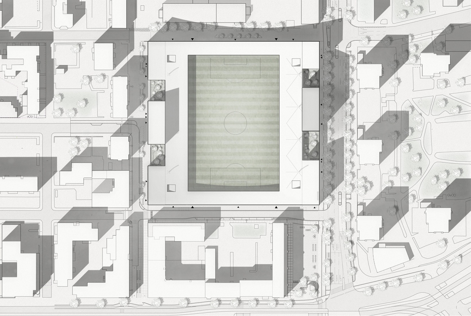 Plano de situación. Estadio Tammela por JKMM Architects.
