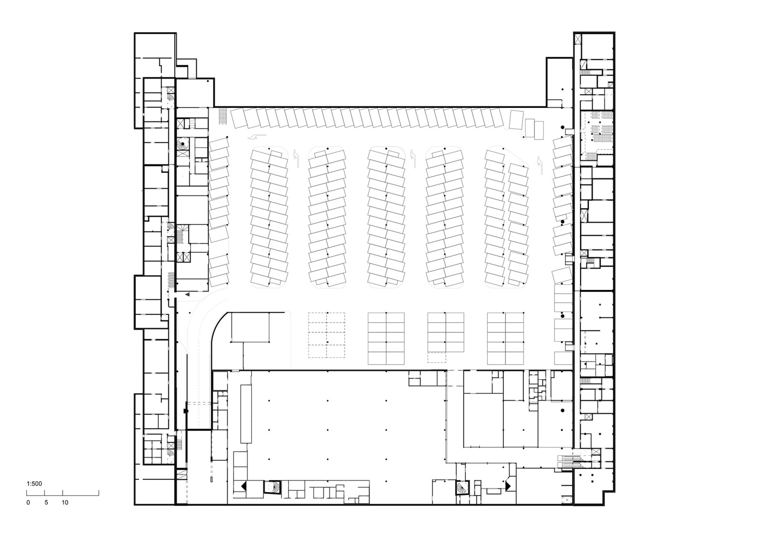 Plano de planta sótano. Estadio Tammela por JKMM Architects.