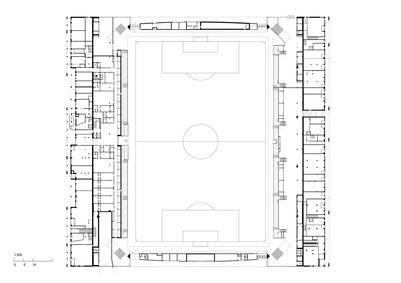 Plano de primera planta. Estadio Tammela por JKMM Architects.
