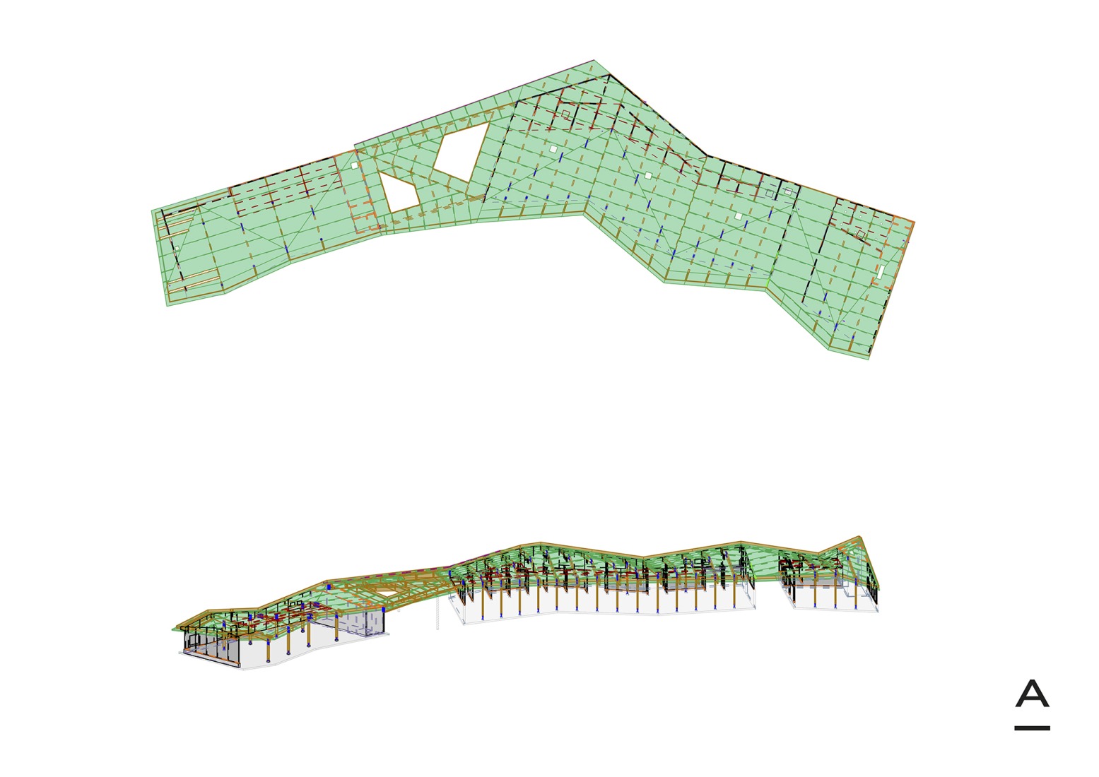 Axonometría. Parc de l’Ossa por Altura arquitectes. 