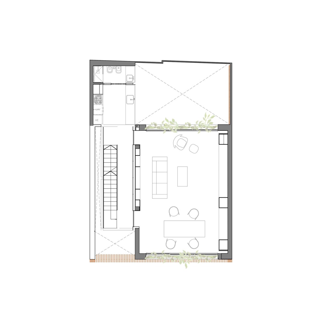 First floor plan. A1486, single-family home in Chacarita by Arqtipo.