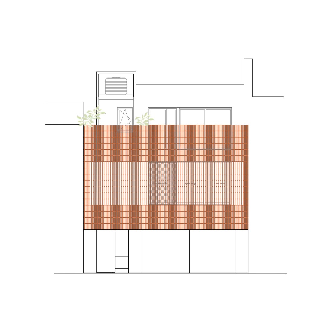 Elevation. A1486, single-family home in Chacarita by Arqtipo. 