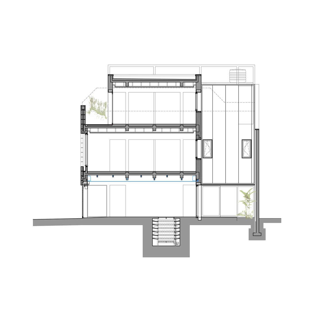 Section. A1486, single-family home in Chacarita by Arqtipo. 