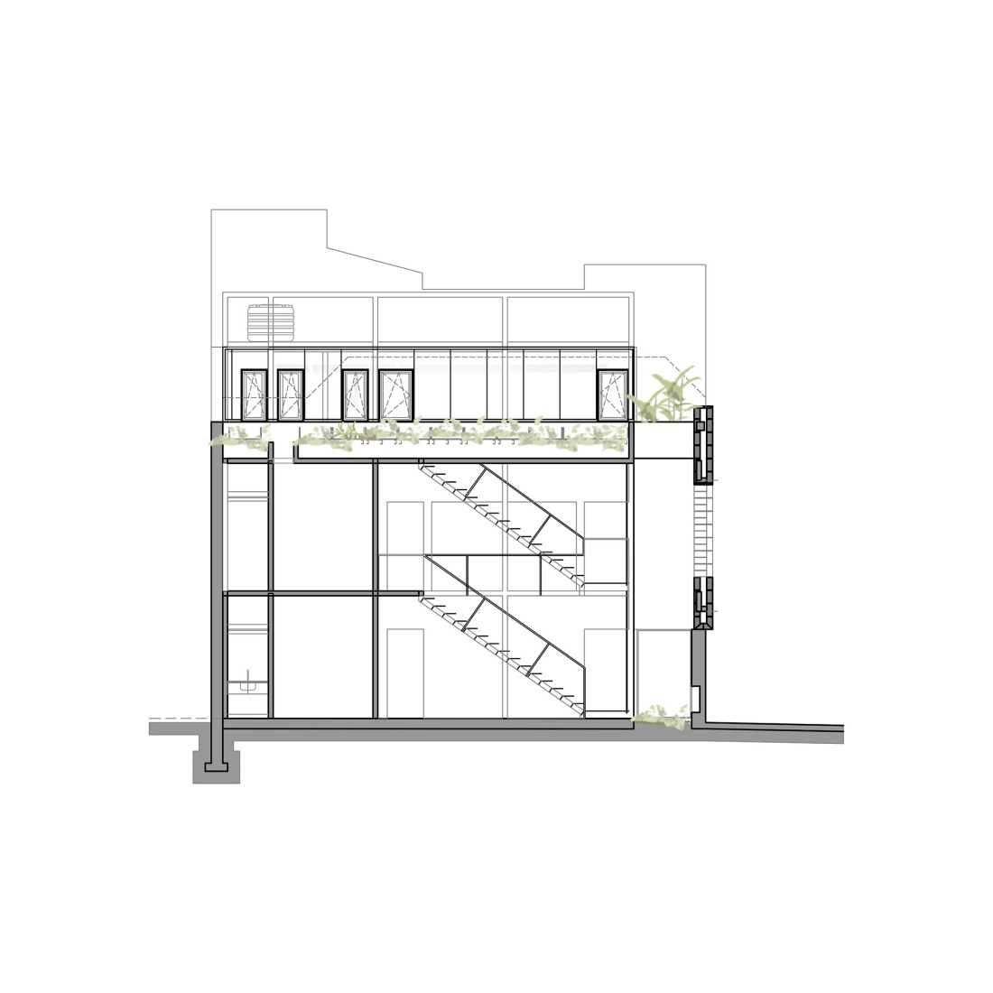 Section. A1486, single-family home in Chacarita by Arqtipo. 