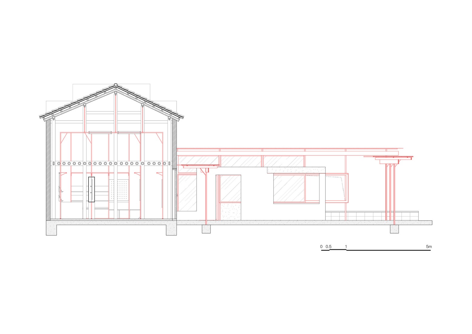 Section. Visitor centre - Longyou / tourist centre by Atelier tao+c.