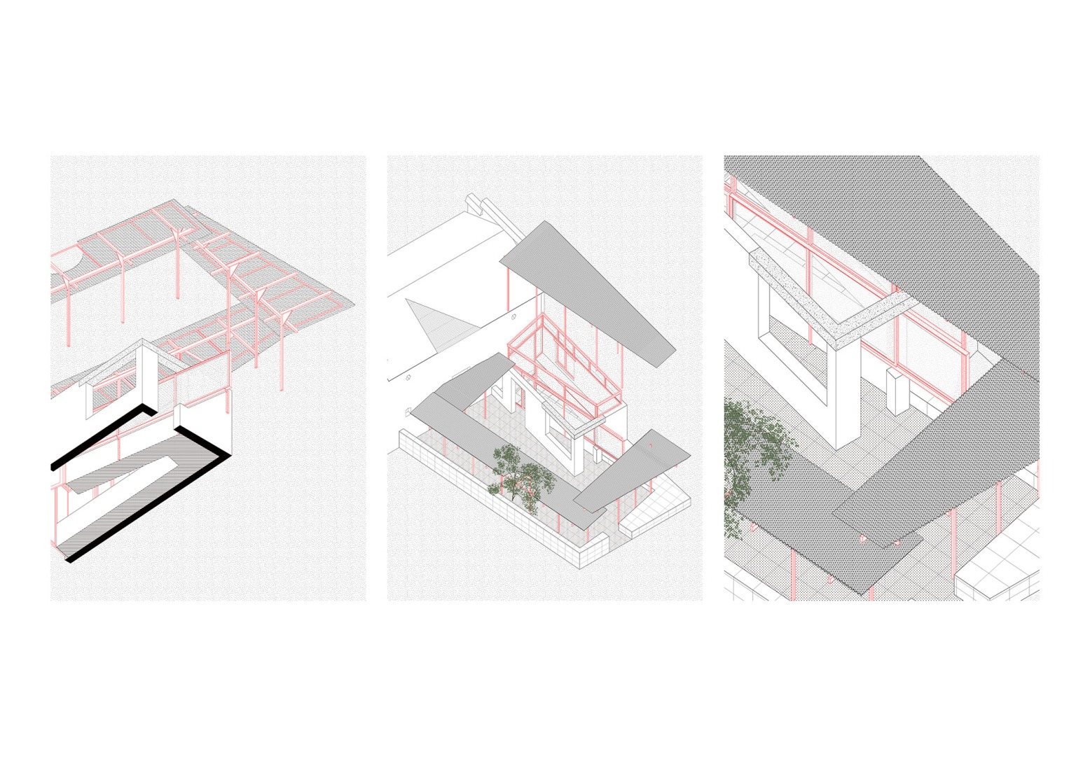 Axonometry. Visitor centre - Longyou / tourist centre by Atelier tao+c.