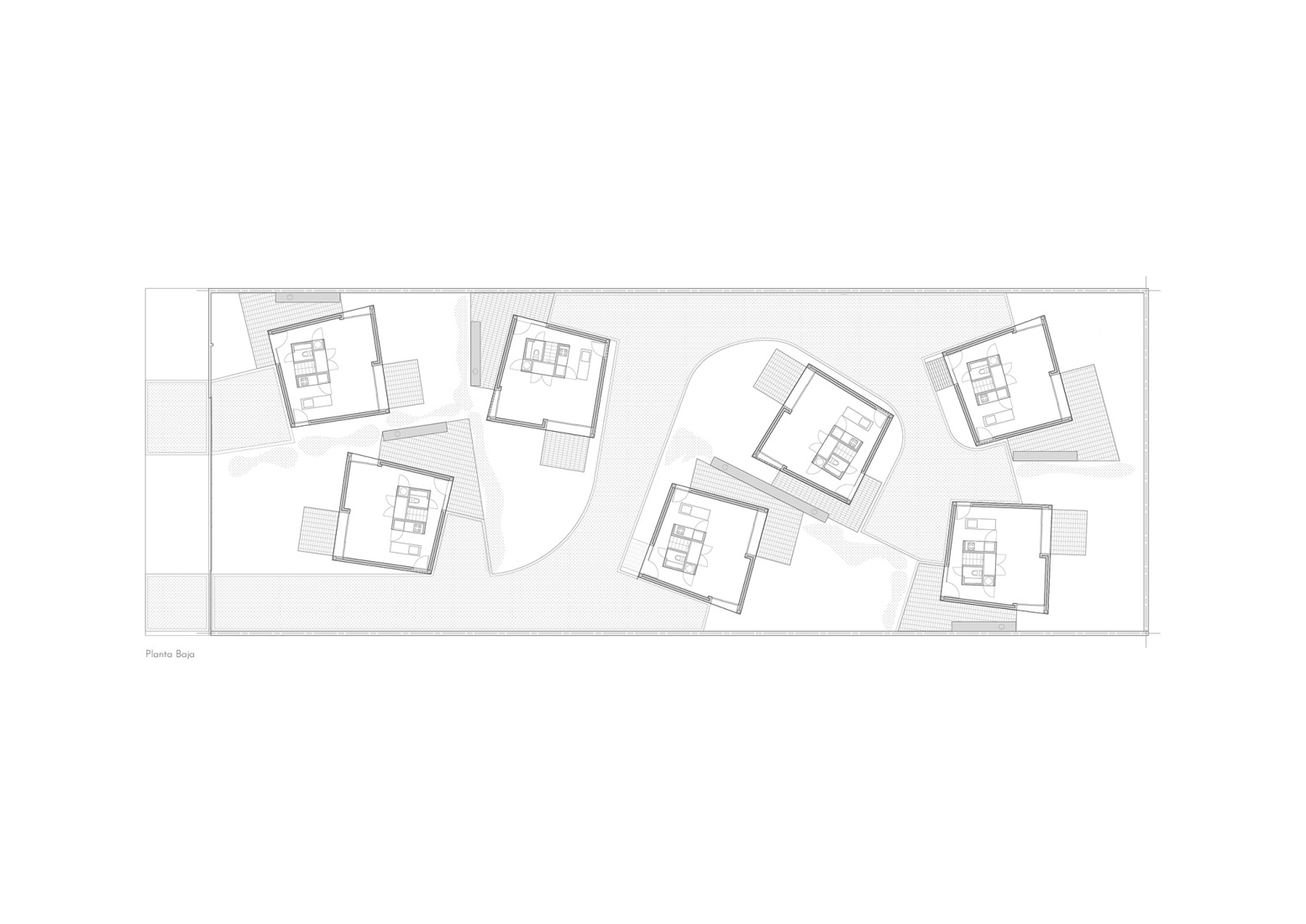 Plano de planta baja. Viviendas Morrison por BBOA.