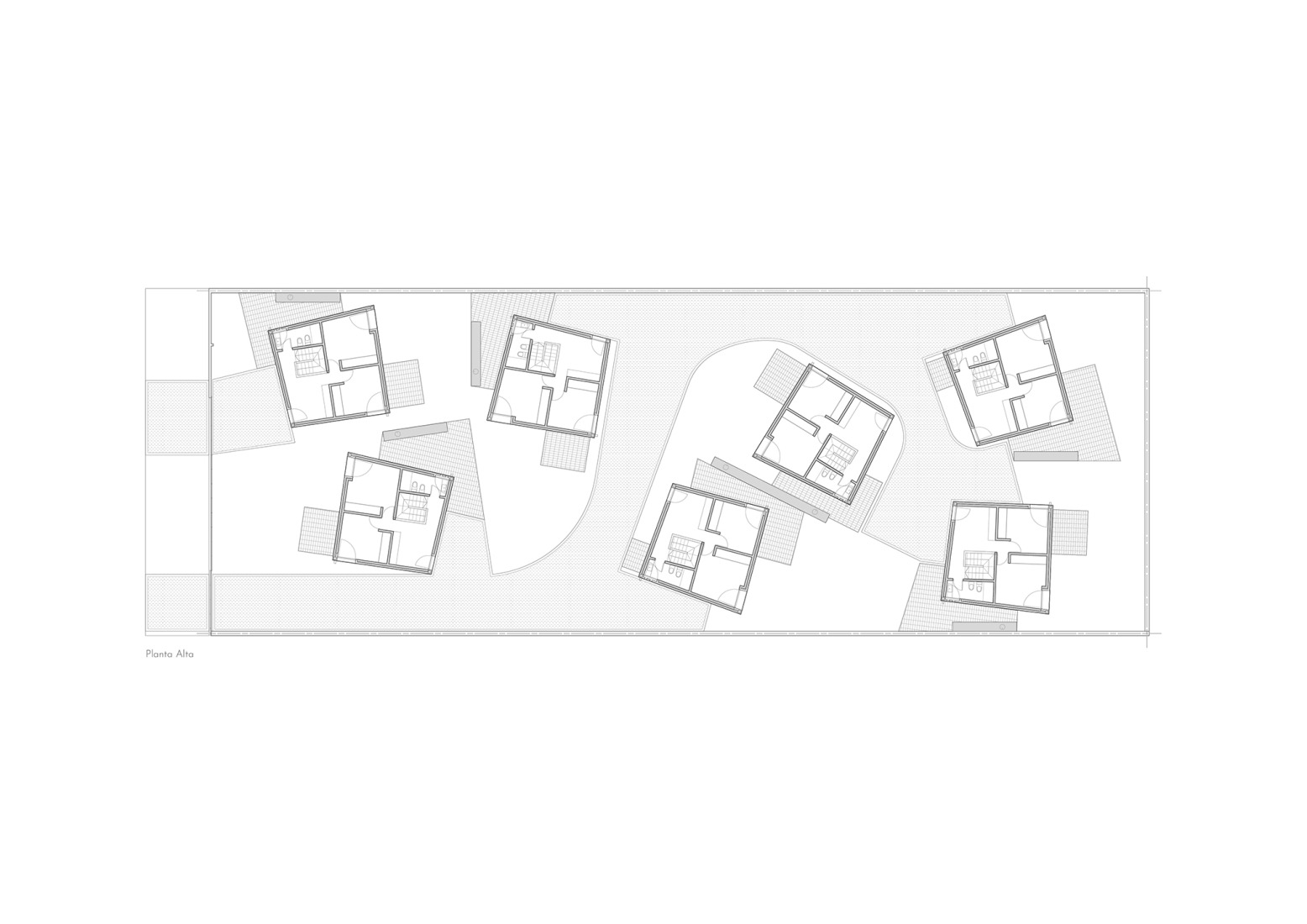 Plano de primera planta. Viviendas Morrison por BBOA.