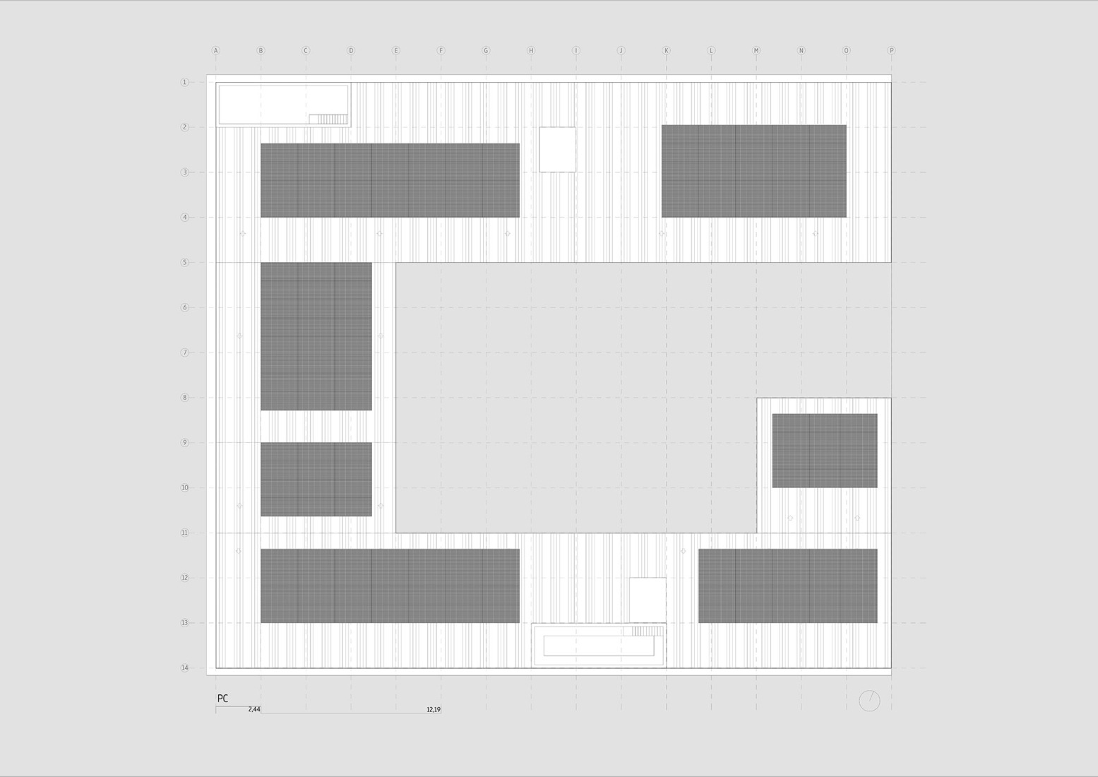 Roof plan. Zona base - Incubazul by Carquero Arquitectura. 