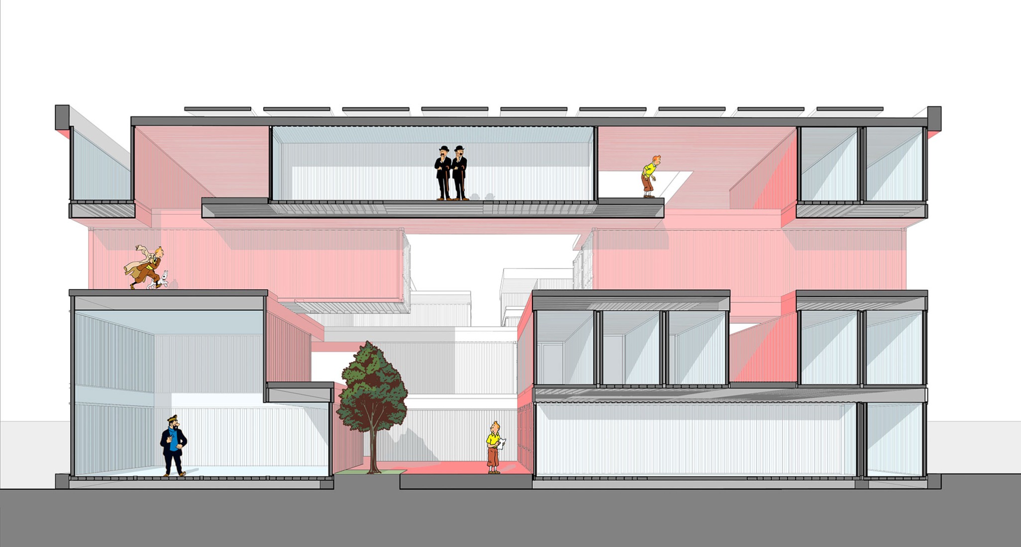 Section. Zona base - Incubazul by Carquero Arquitectura.