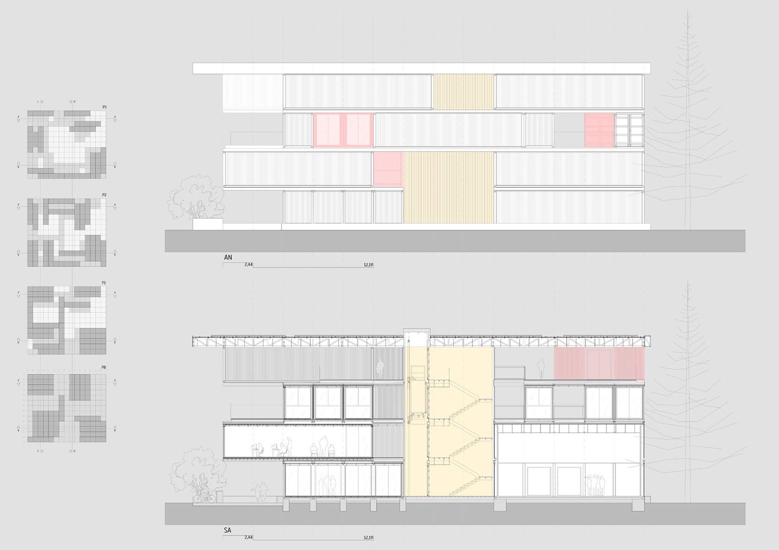 Elevations. Zona base - Incubazul by Carquero Arquitectura.