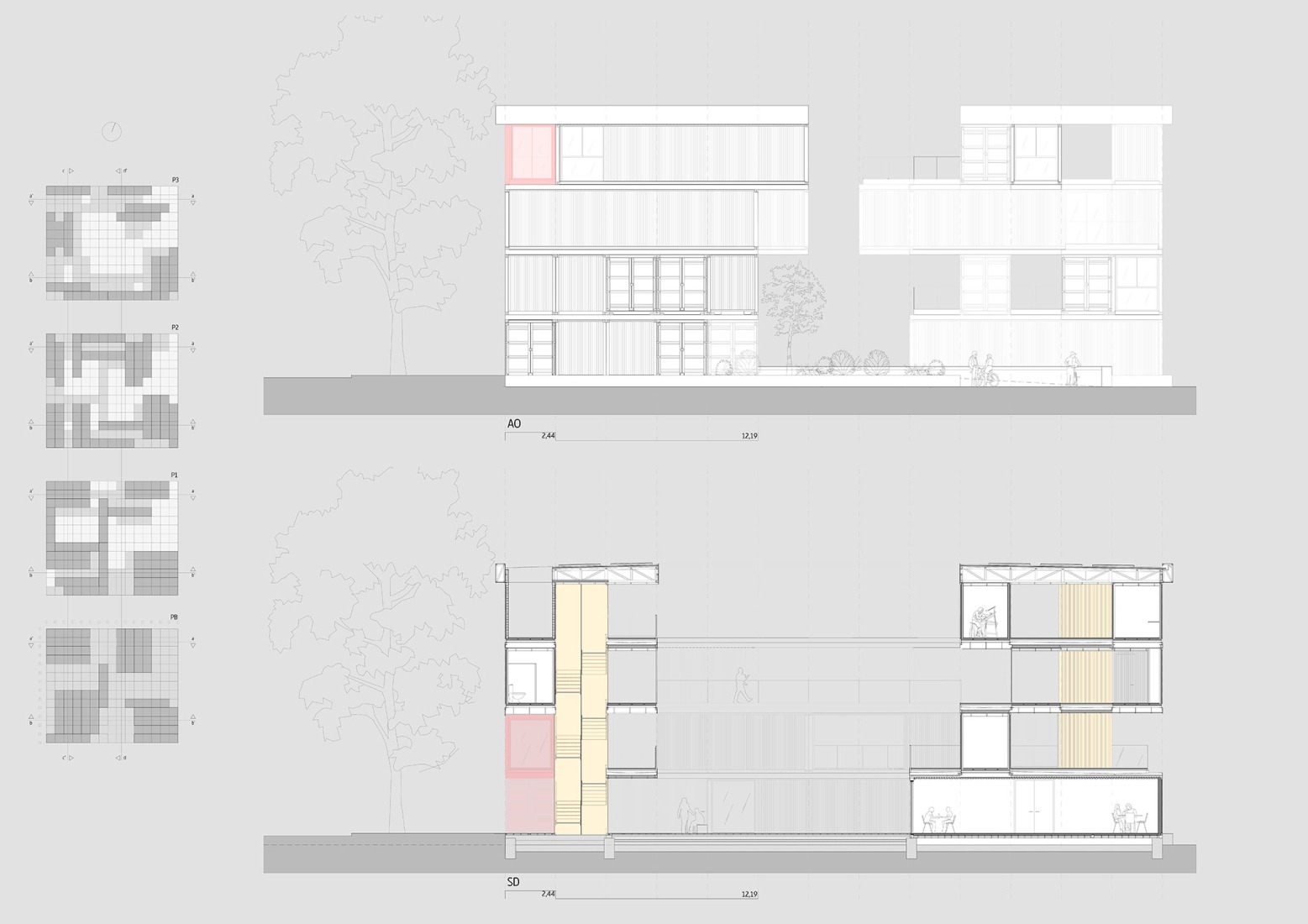 Elevations. Zona base - Incubazul by Carquero Arquitectura.