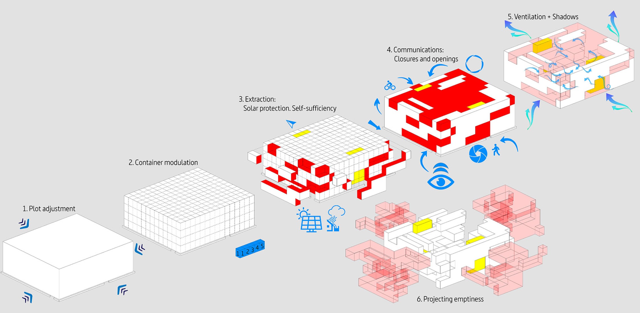 Axonometry. Zona base - Incubazul by Carquero Arquitectura.