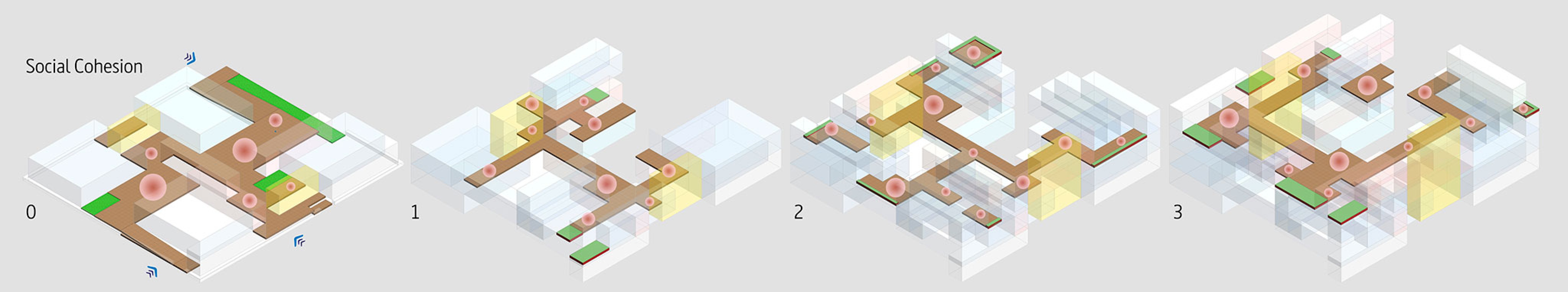 Axonometry. Zona base - Incubazul by Carquero Arquitectura.