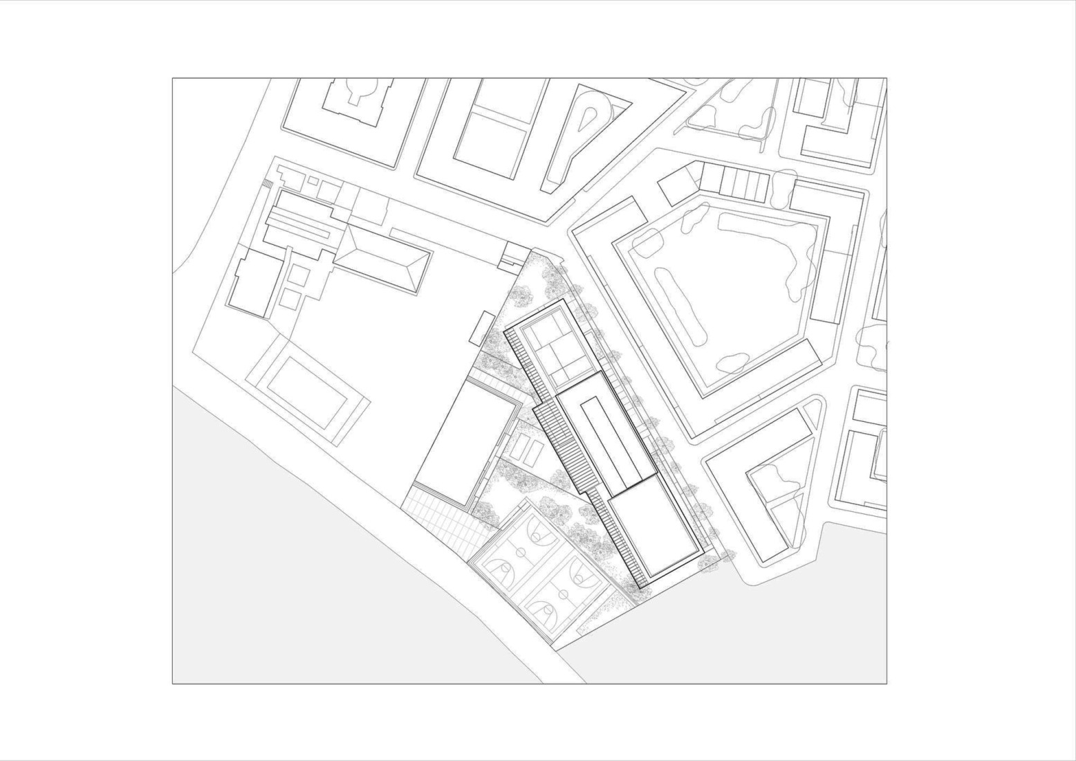 Plano de situación. CEIP Malpartida por Tenor + Paradigma Estudio + Buró4 + Gabriel Verd Arquitectos. 