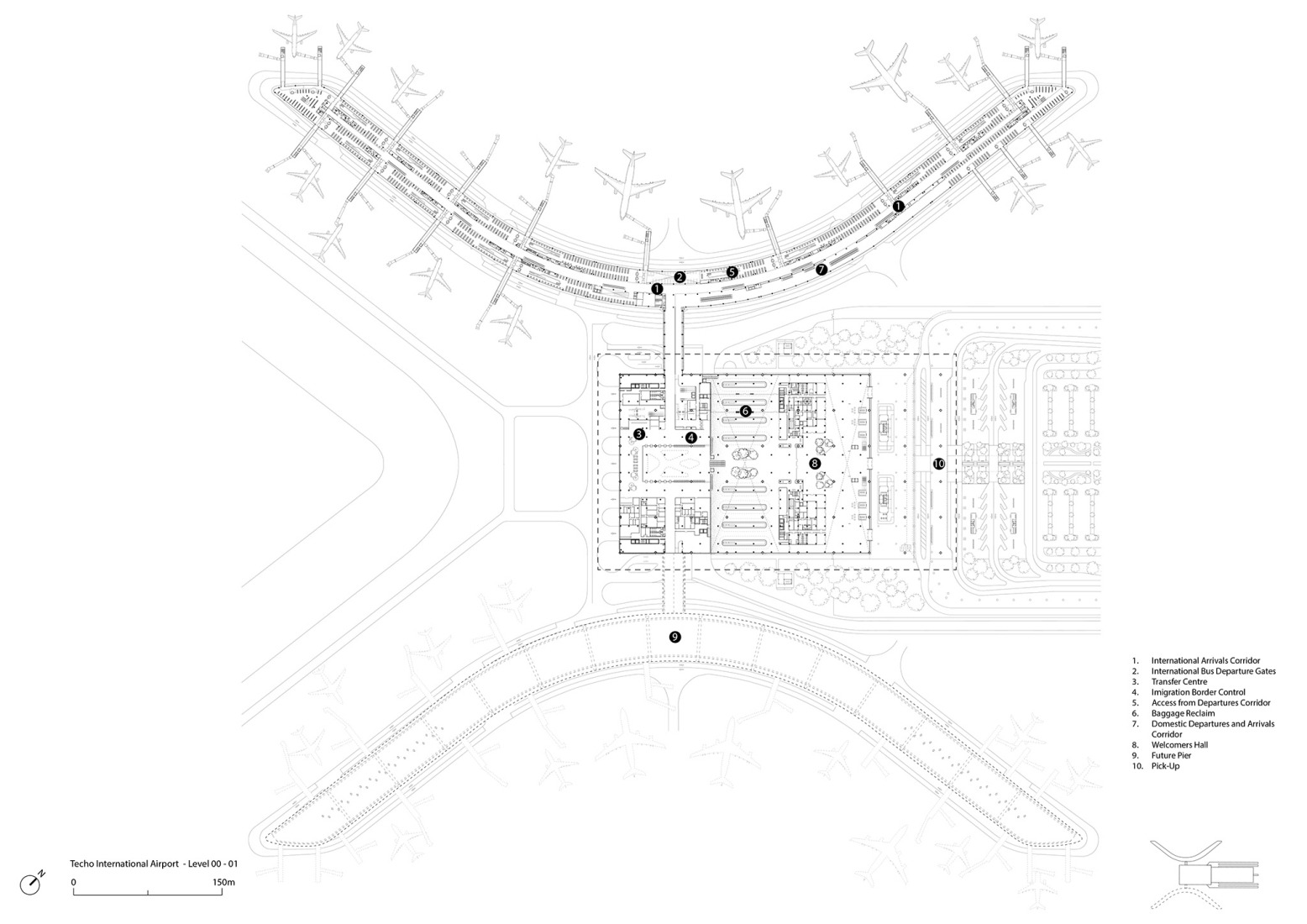 Plano de planta baja. Aeropuerto Internacional Techo por Foster + Partners.